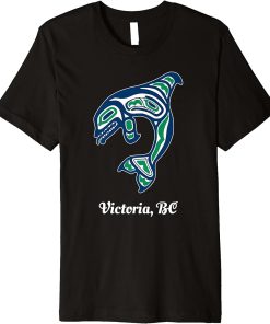 Blue Green Native American Victoria BC Orca Killer Whale Premium T-Shirt