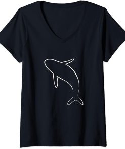 Womens Orca Killer Whale Diving Ocean Freediving Apnea Dive V-Neck T-Shirt