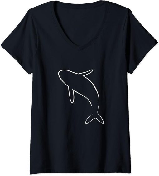 Womens Orca Killer Whale Diving Ocean Freediving Apnea Dive V-Neck T-Shirt