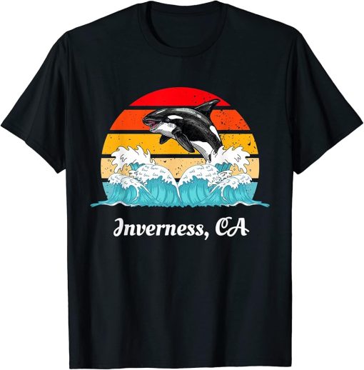 Vintage Inversness CA Distressed Orca Killer Whale Art T-Shirt