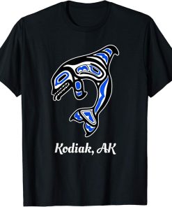 Blue Native American Kodiak AK Tribal Orca Killer Whale T-Shirt