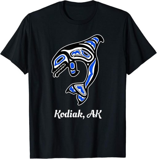 Blue Native American Kodiak AK Tribal Orca Killer Whale T-Shirt