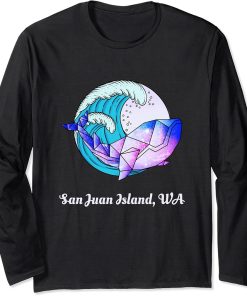 San Juan Island Japanese Paint Geometric Orca Killer Whale Long Sleeve T-Shirt